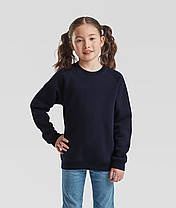 Глибокий Темно-Синій дитячий світшот модний Premium raglan sweat kids Fruit of the loom, фото 4