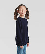 Глибокий Темно-Синій дитячий світшот модний Premium raglan sweat kids Fruit of the loom, фото 5