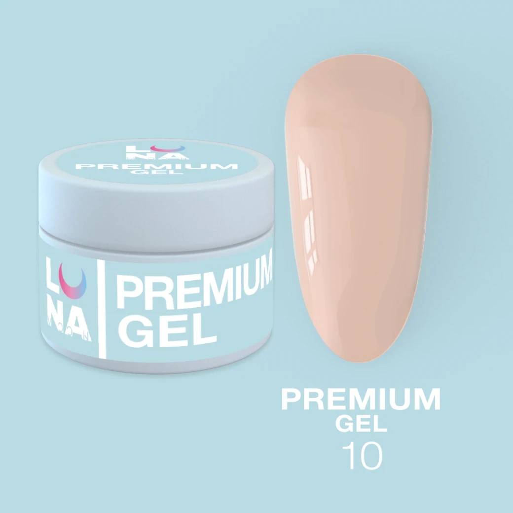 Гель LUNAMoon Premium Gel №10 для зміцнення, вирівнювання та нарощування нігтів, 30 мл.