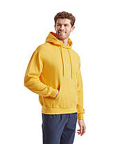 Сонячно Жовта толстовка чоловіча базова Classic hooded sweat Fruit of the loom, фото 3