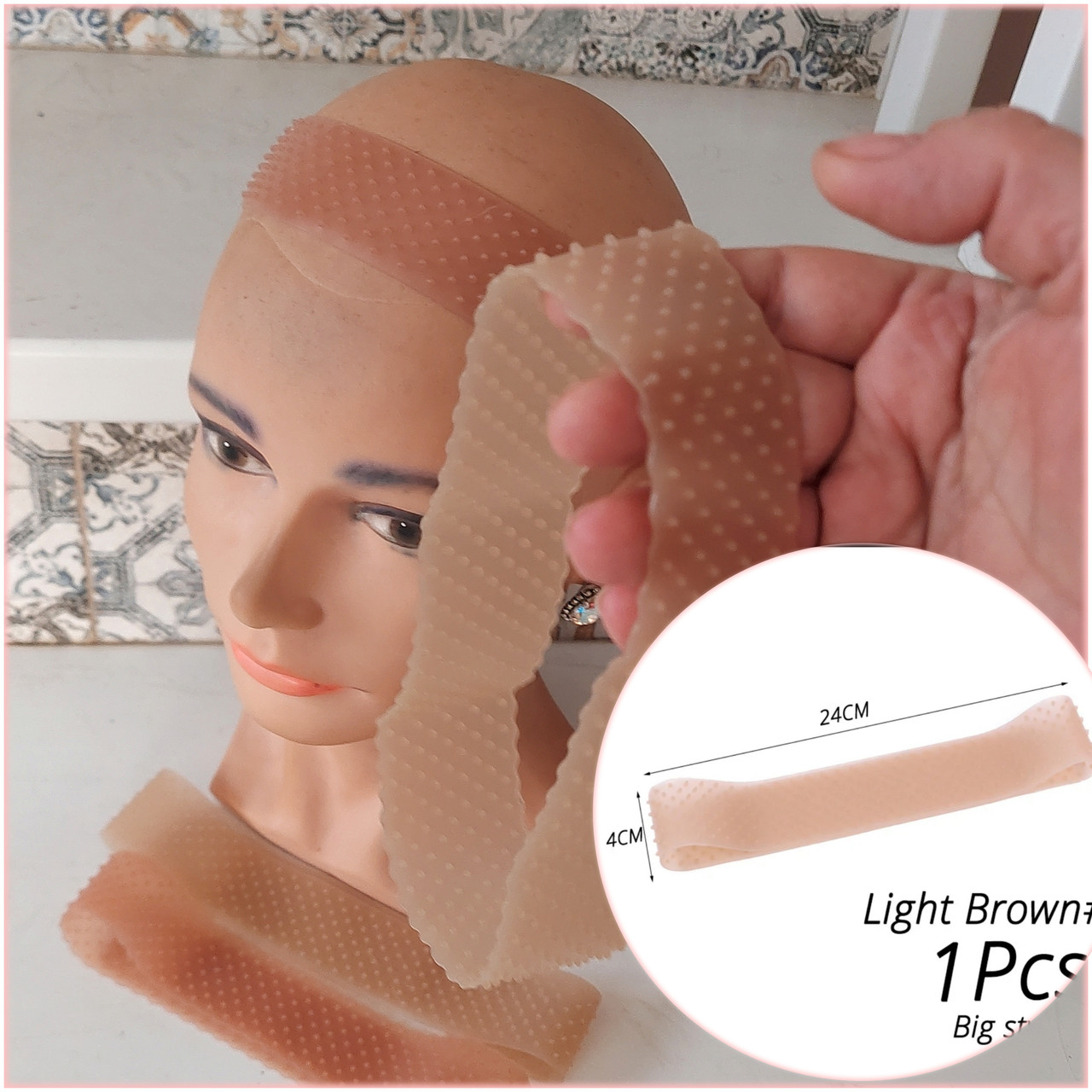 Силіконова пов'язка під перуку 1шт. Light Brown- L, фото 1