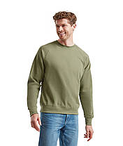 Оливковий реглан чоловічий зимовий Classic raglan sweat Fruit of the loom, фото 6