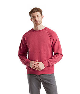 Червоний Меланж реглан чоловічий зимовий Classic raglan sweat Fruit of the loom, фото 3