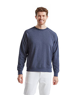 Темно-Синій Меланж реглан чоловічий зимовий Classic raglan sweat Fruit of the loom, фото 2