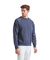 Темно-Синій Меланж реглан чоловічий зимовий Classic raglan sweat Fruit of the loom, фото 3