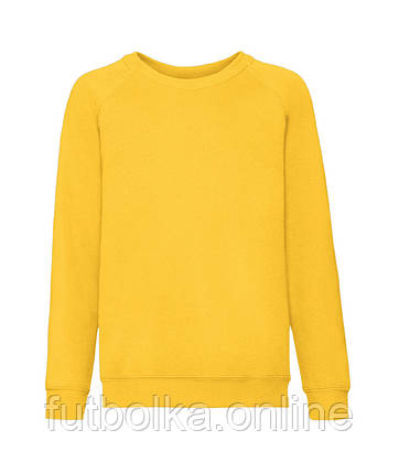 Сонячно Жовтий реглан дитячий зимовий Classic raglan sweat kids Fruit of the loom, фото 1