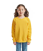 Сонячно Жовтий реглан дитячий зимовий Classic raglan sweat kids Fruit of the loom, фото 4