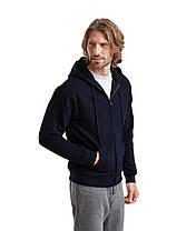Глибокий Темно-Синій худі чоловічий теплий Premium hooded sweat jacket Fruit of the loom, фото 5