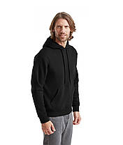 Чорна чоловіча толстовка преміум якість Premium hooded sweat Fruit of the loom, фото 5