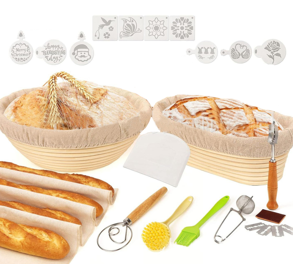 Набір для вистоювання хліба ВЕЛИКИЙ овал+коло з трафаретами