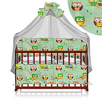 Постільний комплект 7 предметів "Сова" 2514 - колір салатовий