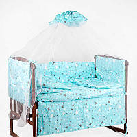 Постільний комплект 7 предметів "Зірки сіро-білі" 207847 - колір бірюзовий