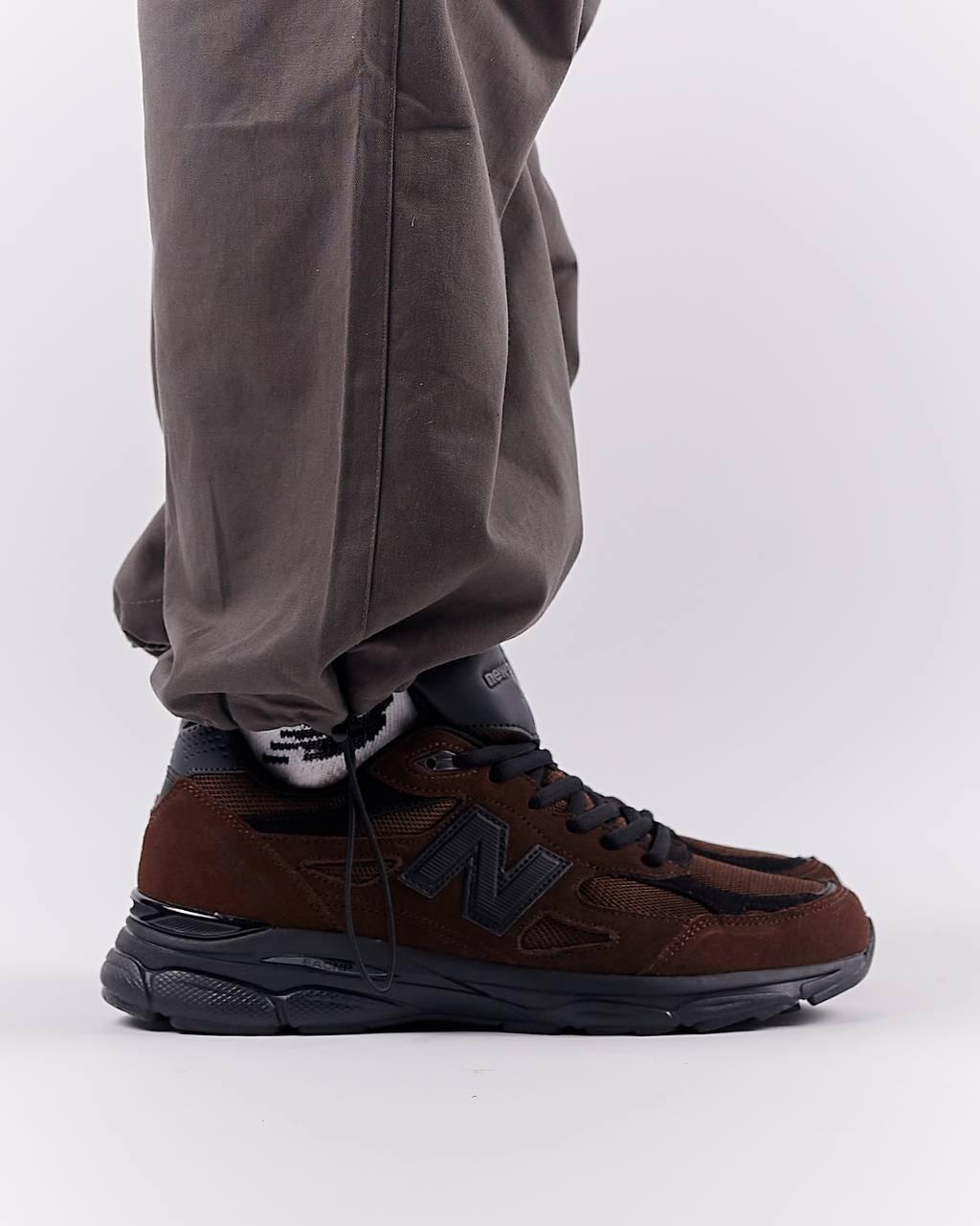 Чоловічі кросівки замша сітка New Balance 990 Brown Black, кеди чоловічі Нью Беленс коричневі. Чоловіче взуття