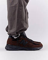 Чоловічі кросівки замша сітка New Balance 990 Brown Black, кеди чоловічі Нью Беленс коричневі. Чоловіче взуття