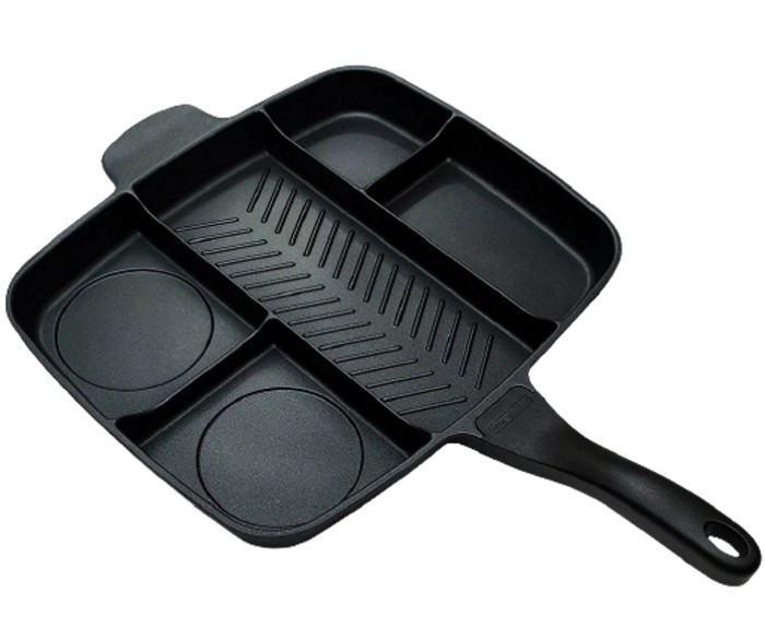 Сковорода гриль 5в1 GRILL PAN (38 см, 5 секцій, антипригарне покриття, алюміній), фото 1