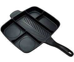 Сковорода гриль 5в1 GRILL PAN (38 см, 5 секцій, антипригарне покриття, алюміній)