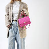 Жіноча класична сумка 1623 з ручкою стьобана крос-боді через плече рожева, фото 4