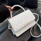 Жіноча класична сумка 1623 з ручкою стьобана крос-боді через плече біла, фото 2