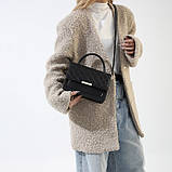 Жіноча класична сумка 1623 з ручкою стьобана крос-боді через плече чорна, фото 6