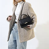 Жіноча класична сумка 1623 з ручкою стьобана крос-боді через плече чорна, фото 7