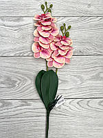 Штучна орхідея з латексу з листиками та корінцями (55 см), фото 7