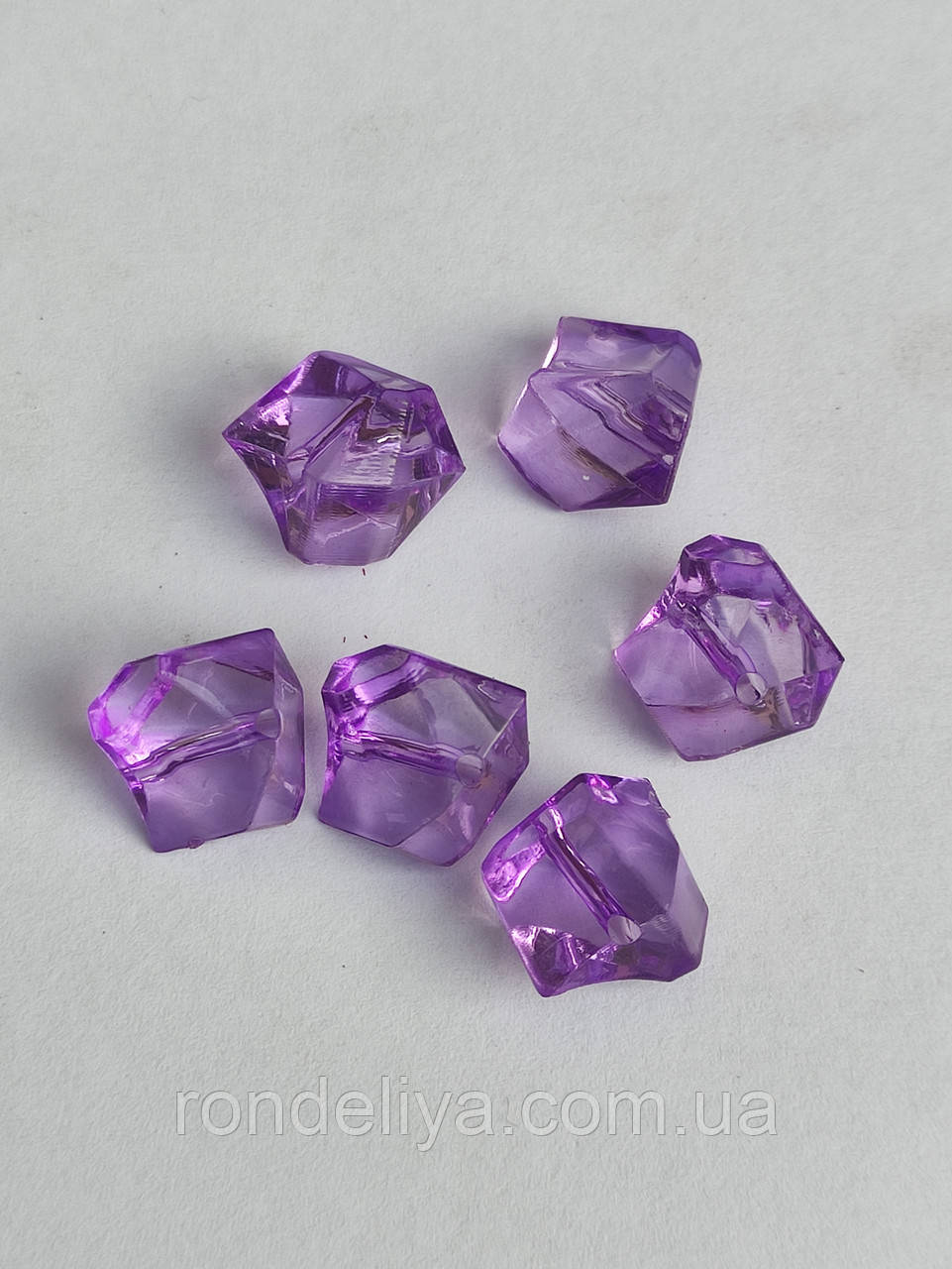 Намистини акрил прозорі "Каміньчик" 10 мм фіолетовий, фото 1