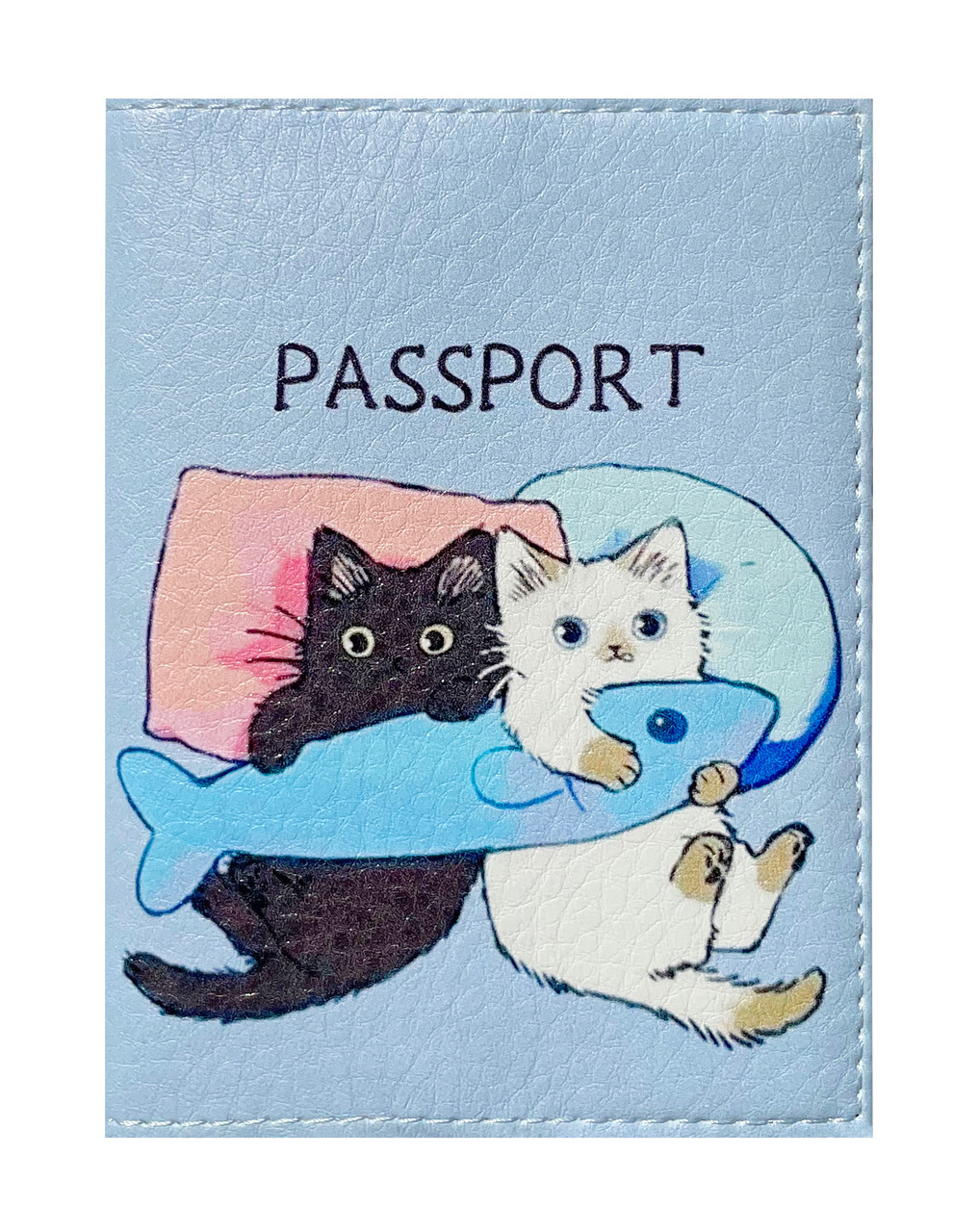 Обкладинка на паспорт (книжка) "Котики з рибкою"