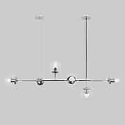 Срібна сучасна люстра на 6 плафонів (52-9802-6 CR+CL)