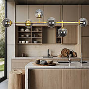 Золота сучасна люстра на 6 плафонів (52-9802-6 GD+BK)