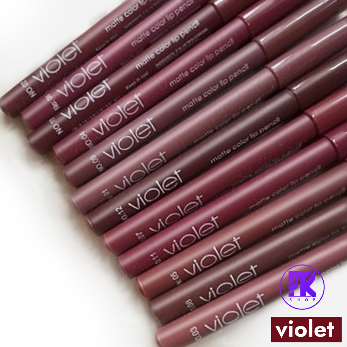 Набір матових олівців для губ Violet 12 шт
