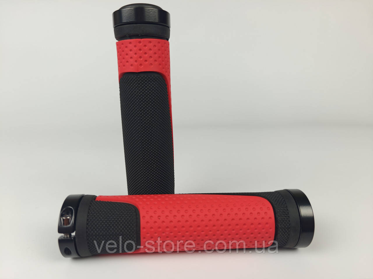 Ручка на кермо с замком червона. Велосипедні ручки на кермо. Грипси велосипедні ручки, фото 1