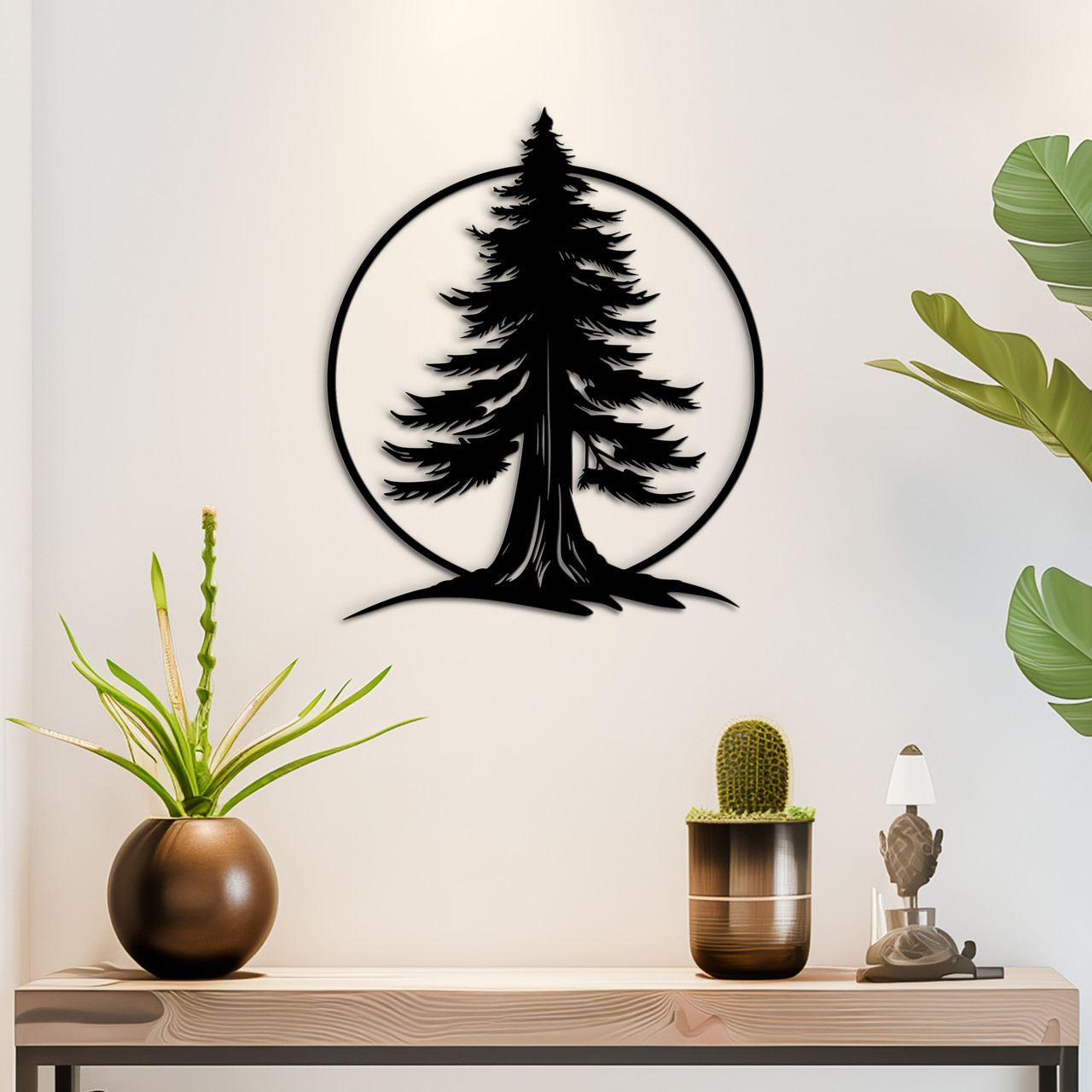 Настінний декор для дому картина лофт Ялинковий круг декоративне панно 20x23 см Woodyard (19029--20x23), фото 1