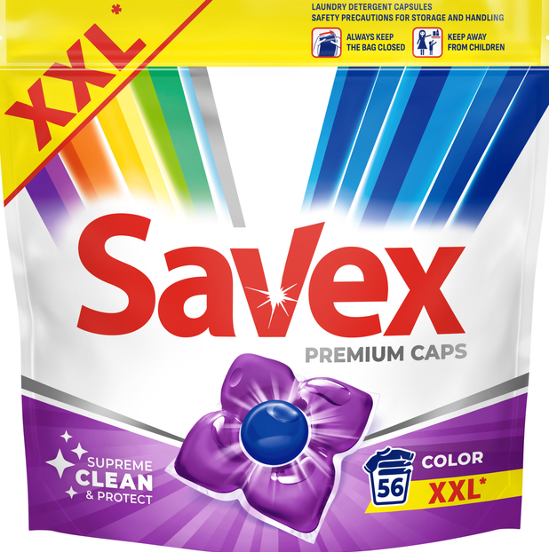 Капсули для прання Savex Super Caps COLOR 56 капс, фото 1