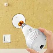 Панорамна IP WiFi камера відеоспостереження у формі лампочки з віддаленим доступом та оглядом 360 градусів B2, фото 4