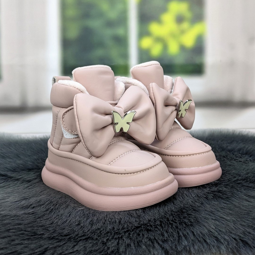 Чоботи дитячі зимові для дівчинки W.Niko рожеві з бантиком 5502_2, фото 1