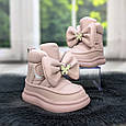 Чоботи дитячі зимові для дівчинки W.Niko рожеві з бантиком 5502_2, фото 2