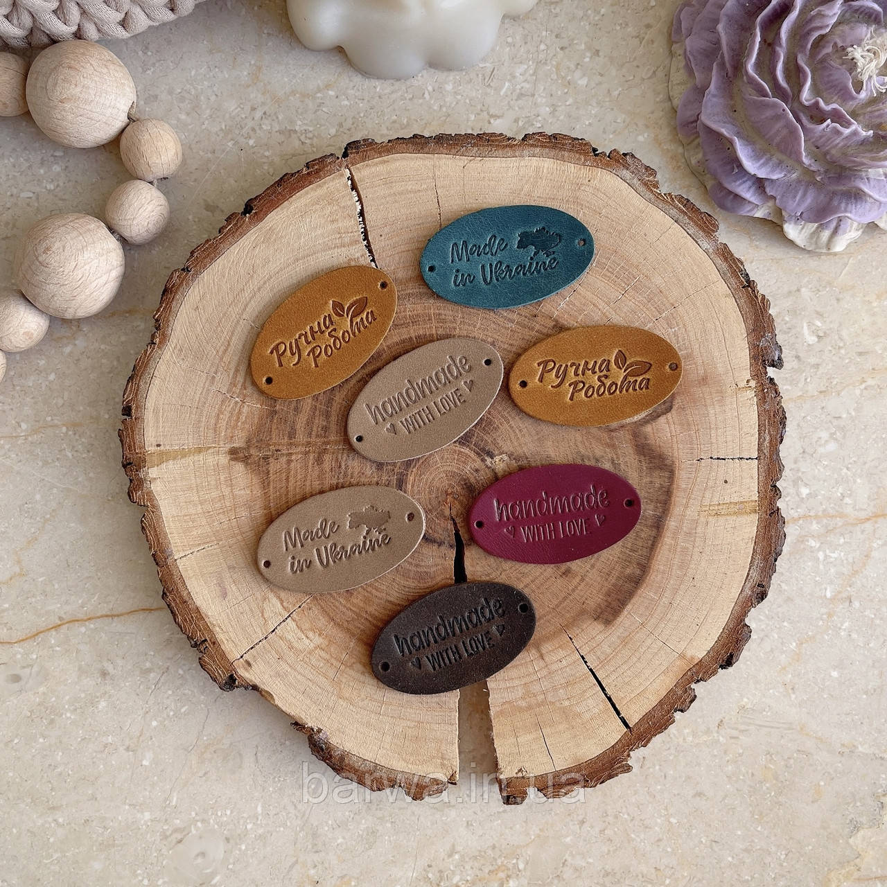 Шкіряна бірка пришивна 4 на 2,5 см ПІД ВАШЕ ЛОГО