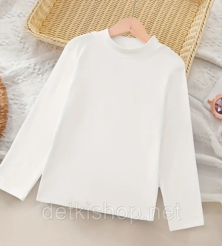 Теплий білий гольф для дівчинки тепла водолазка фліс 140 см (9-10Y), фото 1