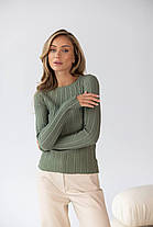 В'язаний светр лонгслів у смужку рубчик бавовна, фото 2