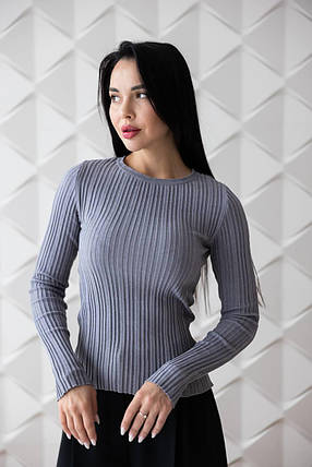 В'язаний светр лонгслів у смужку рубчик бавовна, фото 1