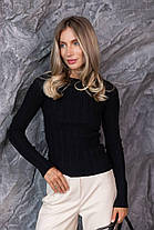 В'язаний светр лонгслів у смужку рубчик бавовна, фото 3