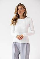 В'язаний светр лонгслів у смужку рубчик бавовна, фото 4