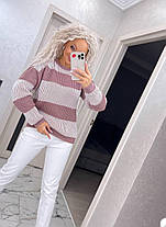 Жіночий теплий светр у смужку вовна, фото 2