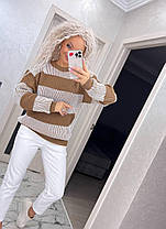 Жіночий теплий светр у смужку вовна, фото 4