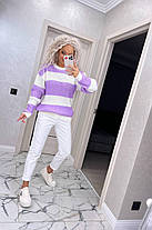 Жіночий теплий светр у смужку вовна, фото 5