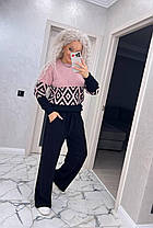 Жіночий теплий светр із візерунком напіввовна, фото 3