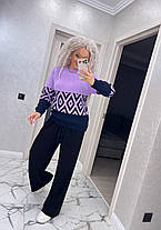 Жіночий теплий светр із візерунком напіввовна, фото 4