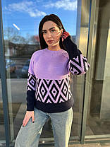 Жіночий в'язаний светр із візерунком напіввовна, фото 2