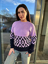 Жіночий в'язаний светр із візерунком напіввовна, фото 3