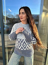 Жіночий в'язаний светр із візерунком напіввовна, фото 4